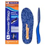 Powerstep Arch Support Shoe Insert Pinnacle Orthotic Heel Cushion Overpronation, Blue/Orange, Men's 14-15
