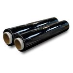 G4Goods® 2 Rolls Strong Durable Black Pallet Wrap 400mm x 150m x 20mu | Tear-Resistant Stretch Shrink Film | Water & Moisture Proof | High-Quality & Easy-to-Use