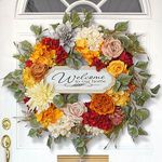 Soomeir 24" Hydrangea Winter Wreaths for Front Door, Wreath for Windows Spring Summer Autumn Fall All Seasons, for Holiday Indoor Outdoor Outside, Front Porch Decorations