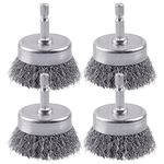 AOKLIT 4 Pcs Wire Cup Brush Set, Wire Brush for Drill 1/4 Inch Arbor 0.012 Inch Coarse Carbon Steel-2 Inch Wire Drill Brush for Drill Attachment