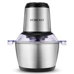 HOMEASY Meat Grinder Electric, Food Processor 2L Stainless Steel Meat Blender Food Chopper for Meat, Vegetables, Fruits and Nuts with 4 Sharp Blades, 350W, 8 Cups