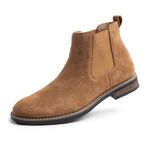 Cusolemore Chelsea Boots Mens, Dress Ankle Boots for men Fashion and Casual Style, Suede Leather Upper Comfy Slip-On Men Boots Brown 9.5