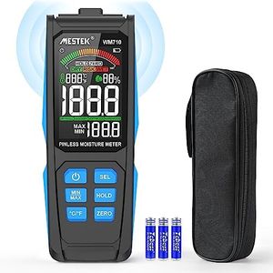 MESTEK Pinless Wood Moisture Meter Drywall Moisture Detector for Lumber Concrete Building with Backlit Colour LCD Display -Wall Moisture Sensor Digital Moisture Tester for Firewood