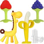 HAILI XMGQ Baby Teething Toys, Baby Teether Chew Toys Safe BPA Free Freezer Teether for Babies Silicone Banana Toothbrushes Fruit Giraffe Teethers