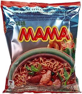 MAMA Instant Noodles | Moo Nam Tok Spicy Pork Flavour | Authentic Thai Broth with Herbs & Spices | 60g x 30 Pack