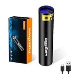 DARKDAWN UV Torch 365nm Black Light Mini Flashlight USB Rechargeable, Woods Lamp Portable LED Ultraviolet Pocket Blacklight 370nm – Pet Urine Detector, Stains, Money, Amber, Uranium, Leak Detection