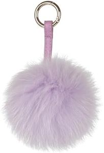 S.ROMZA Pom Pom Keychain Fluffy Real Fox Fur Ball Keychain for Women Bag Purse car key Charms (Light purple, 5.1inch)