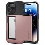 Spigen Case for iPhone 14 Pro Case: Slim Armor CS [Card Holder], Mil-Grade Certified for iPhone 14 Pro Case - Rose Gold