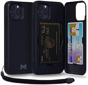 TORU CX PRO Case for iPhone 12/12 Pro, with Card Holder | Slim Protective Shockproof Cover with Hidden Credit Cards Wallet Flip Slot Compartment Kickstand | Include Mirror and Wrist Strap - Black