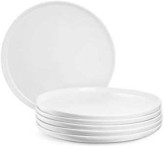 Jassceram 10.5 Inch Dinner Plates Set of 6, Large Ceramic Plates Set, Round Tableware Plate for Salad, Dessert, Pasta - Dishwasher, Microwave, Oven Safe, 27cm, White