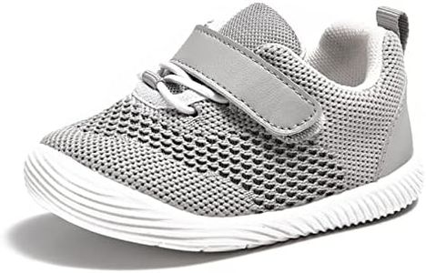 Newsonet Baby Shoes Boys Girls First Walking Breathable Non Slip Walker Barefoot Mesh Sneakers Soft Sole 6 9 12 18 20 24 Months, A-grey, 12-18 Months Toddler