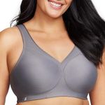 Glamorise Women's Plus Size MagicLift Seamless Sports Bra Wirefree 1006, Charcoal Gray, 40D