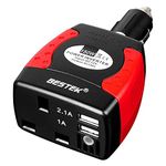 BESTEK 150W Power Inverter Car Laptop Charger DC 12V to AC 230V 240V Converter Adapter with 3-Pin Plug and Dual USB Ports