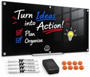 Magnetic Glass Dry Erase Board, 96 x 48 in, Obsidian Black