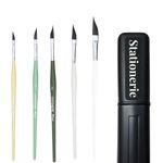 Stationerie Paint Brushes Set Standard SizePetal/Detailing with Brush Holder for Professional Artist Miniature Premium Handmade Paintbrush Set for Acrylic, Watercolor & Gouache Painting Set of 5