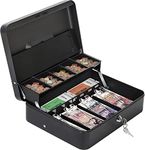 Grofilo Cash Box with 2 Key Lock Storage Security 4 Note / 5 Coin Slots,11.8" x 9.5" x 3.5",Black