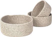 Leazzote Storage Baskets, 3 Pack Woven Natural Cotton Rope Bins for Organizing Shelves, Closet, Baby Nursery Makeup Bins Kids Pets Toy Small Size-S,M,L (X-13)