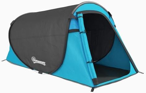 Outsunny Tenda da Campeggio a Cupola con 2 Finestre e Design Pop-Up a Igloo, 220x108x110 cm, Blu