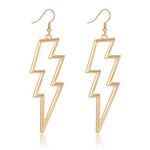 Lightning Bolt Drop Dangle Earrings For Woman Statement Flash Thunder Hook Earrings Punk Fashion Jewelry (Gold)