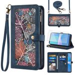 Asuwish Phone Case for Sony Xperia 10 V (6.1 Inches) Wallet Cover With Screen Protector and Crossbody Wrist Strap Leather Flip Pattern Zipper Credit Card Holder Stand Cell Sony10 10V Women Men Blue