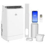 HOMCOM 14,000 BTU Portable Air Conditioner, Smart Home WiFi Compatible, 4-in-1 Dehumidifier Cooler Fan, with Sleep Mode, Remote, 24H Timer, Window Venting Kit, A Energy Efficiency, 35m², White