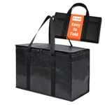 NZ home Insulated Food Delivery Bag (2XL PRO) Thermal Bag, Cooler Bag for Grocery Shopping, Hot & Frozen Food Takeaway, Reusable, Foldable & Heavy Duty (Black)