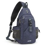 G4Free Sling Chest Bag Shoulder Backpack Crossbody Waterproof Canvas Daypack for Men Women(Dark Blue)