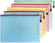 A4 Mesh Zipper Bags, 5pcs Reusable Conversion File Folders Waterproof Document Bags Document Zip Organizing Storage Pouches File Folders of Office Supplies for School Office Home MultiColor 11.7x8.3in