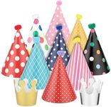 11Pce Birthday Party Cone Hats,Colorful Adjustable Birthday Party Paper Hats for Kids Boys Grils, Elastic Birthday Crowns for Classroom Party Supplies and Decorations