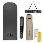 The Cube Club Yoga Mats Extra Thick Non Slip Exercise Mats for Gym Workout Pilates with Carrying Strap & Bag | Eco Friendly PRANA PU Rubber Mat for Men & Women Gym Mat (Charcoal)