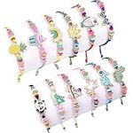 VIRIDIANA 12 PCS Cute Friendship Bracelets Bulk for Girls, Unicorn, Panda, Ice Cream Bracelets Dtring Handmade Bracelets kids jewelry for Little Girls Birthday Gift Carnivals Party favor