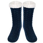 SIMIYA Slipper Socks Men Super Soft Fluffy Socks Warm Cozy Fleece-lined Winter Chunky Slipper Socks (Navy) Thermal Non Slip Socks