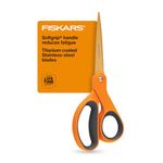 Fiskars 01-004244J Premier Softgrip Titanium Straight Adult Scissors, 8 Inch, Orange, Stainless Steel, Pack Of 1