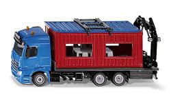 siku 3556, Lorry with Construction Container, 1:50, Metal/Plastic, Blue/Red, Incl. crane for removing the container