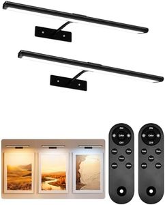 EZVALO Picture Light for Wall, 16'' Black Rechargeable 4800mAh Black Lights Wireless Remote, Dimmable Magnetic LED Art Painting Light with 3 Color Temperatures, Display for Gallery, Living Room(2P)