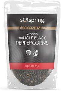 Dr. Mercola's Solspring Biodynamic Organic Whole Black Peppercorns, 8 Oz. (227g), about 227 Servings per Bag, Premium Black Pepper from India, Gluten Free, Soy Free, USDA Organic, Demeter Certified
