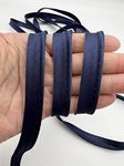 PEPPERLONELY 5 Yards 12mm (1/2 Inch) Polyester Satin Bias Piping Type, Bias Type with Cord, Piping Trim with Cord, Lip Cord Trim for Sewing Clothing Upholstery Trimming - Navy