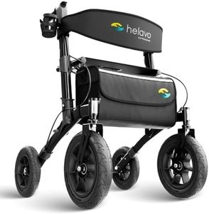 Helavo déambulateur pour l'extérieur avec pneus à air - Rollator pliable en aluminium pour l'extérieur avec siège - Mobilité et confort maximum à l'extérieur