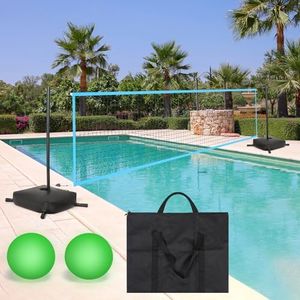 ITEFDTUTNE Pool Volleyball Net Set with Weighted Base, Volleyball Net for Inground Pools Portable Outdoor, Water Volleyball Game Toy with LED Light for Backyard Party, 15ft-32ft Adjustable Length