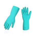 Vgo... 3Pairs Reusable Household Gloves, Dishwashing Gloves/Kitchen Cleaning/Gardening Nitrile Gloves, Latex Free, Waterproof(Size L, Green, NT2141)