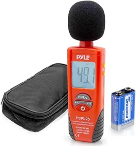 Pyle Digital Handheld Sound Level Meter - Meter Automatic with A and C Frequency Weighting for Musicians and Sound Audio Professionals, 9V Battery Type - Pyle SPL25, Red/Black (PSPL25)