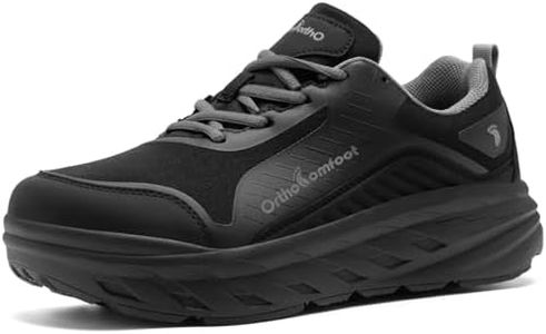 OrthoComfoot Men's Orthopedic Diabetic Extra Wide Width Toe Box Walking Shoes: Arch Support for Plantar Fasciiti Flat Feet, Comfort Shoes for Neuropathy, Indoor Outdoor Working Sneakers Black Size 9