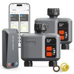 johgee 2 Pcs Smart WiFi Water Timer 2 zone for Irrigation with 984 Feet RF Gateway, Remote Control Sprinkler Hose Timer for Garden Hose, Rain Delay,WiFi Irrigation Sprinkler Controller for Garden