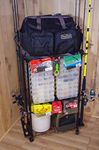 Organized Fishing Adjustable 3-Shelf Rolling Tackle Trolley for Fishing Tackle Storage, Holds up to 12 Fishing Rods, WFR-012