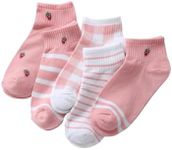 Verdusa Women's 5 Pairs Printed Crew Socks Cute Floral Sock Pink One-Size