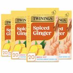 Twinings Ginger FlavouredTea - 80 Biodegradable Tea Bags (Multipack of 4 x 20 Bags) , Warming Herbal Blend, Caffeine-Free, Multipack for Convenience and Freshness