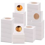 100 Pack Bakery Boxes with Window, 3" x 3" x 1.2" Mini Cookies Boxes Soap Boxes Chocolate Truffle Boxes, Thick & Sturdy Pastry Boxes for Donut Macaron Candy and Party Favors (White)
