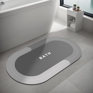 Bath Mat Bath Rugs Non-Slip Bathroom Rugs Super Absorbent Shower Mats Quick Dry Thin Rubber Mats for Bathroom, Washable Shower Floor Mats for Bathtub and Sink (Light Grey 40 x 60 cm)