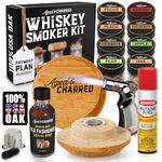 Whiskey Smoker Kit with Torch and Butane and Old Fashioned Syrup - 8 Flavors Wood Chips, 100% USA Oak, High-End Set - Old Fashioned Bourbon Cocktail Smoker Kit Gifts for Men Dad