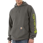 Carhartt Men's Midweight Sleeve Logo Hooded Sweatshirt (Regular and Big & Tall Sizes), Charcoal Heather, 2X-Large